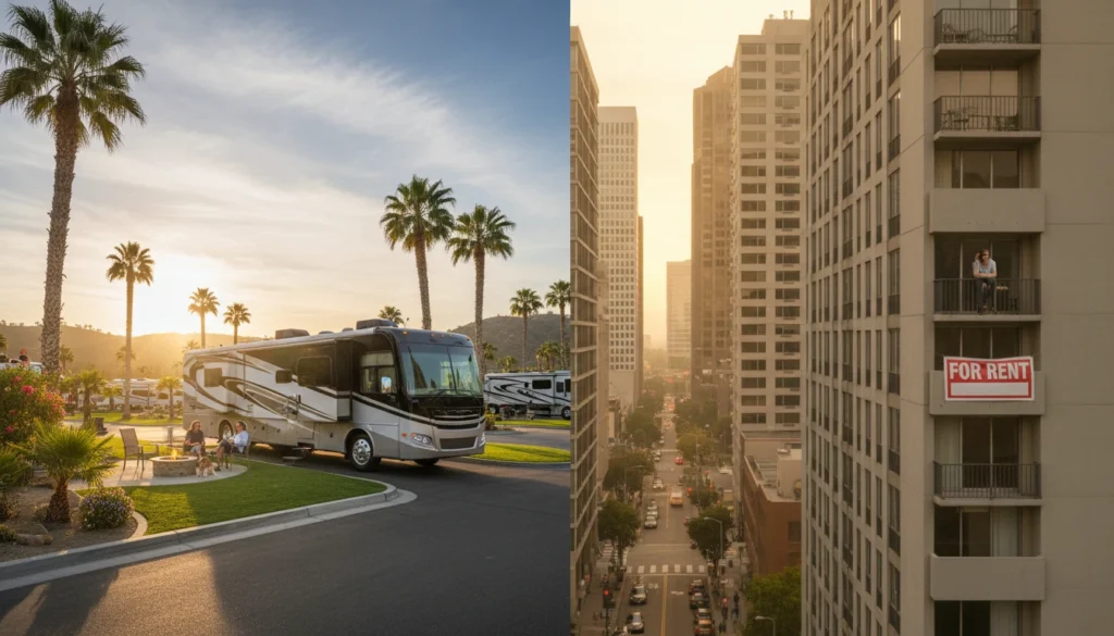 RV Living Cheaper Than Renting an Apartment in California banner