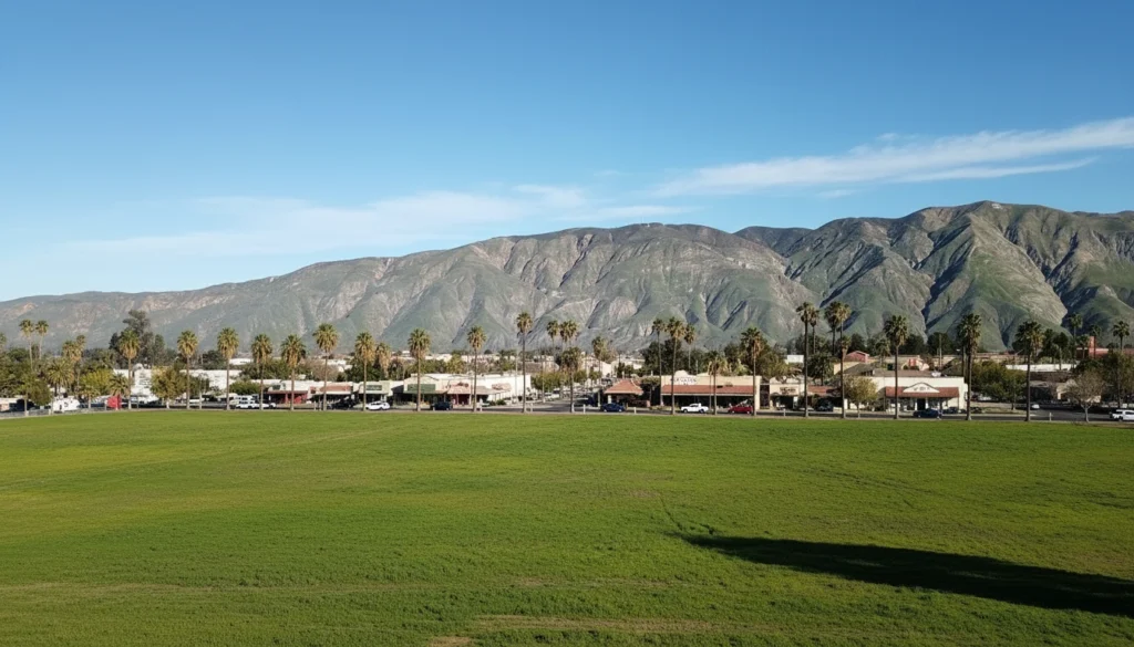 Panoramic view of San Jacinto Valley with San Jacinto Mountains in background Riverside County CA