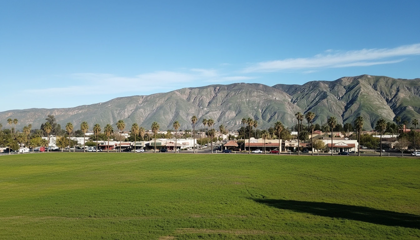 Panoramic view of San Jacinto Valley with San Jacinto Mountains in background Riverside County CA